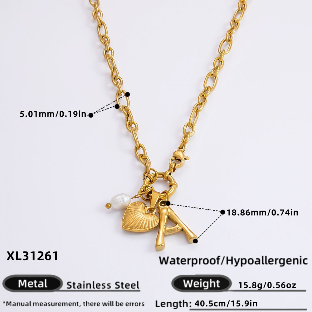 DIY Stainless Steel Heart Pendant Necklace with 18k Gold Plating