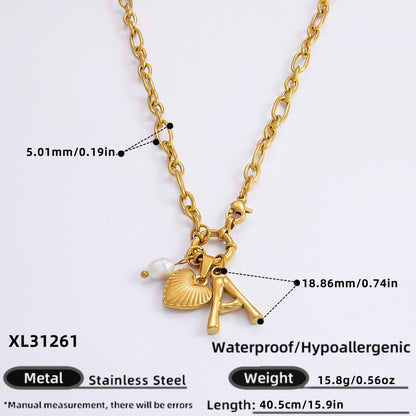 DIY Stainless Steel Heart Pendant Necklace with 18k Gold Plating
