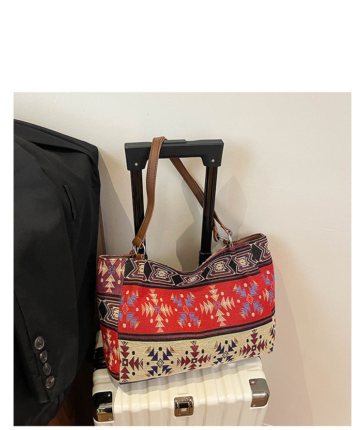 Trendy Ethnic Style Large Capacity Canvas Tote Bag