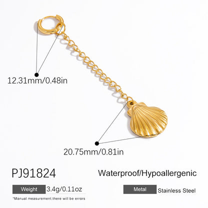 Stainless Steel Starfish & Shell Pendant Jewelry