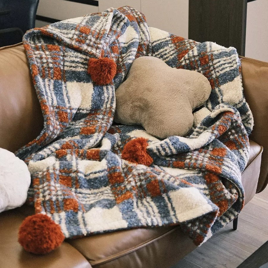 Vintage Plaid Soft Thicken Warm Blanket