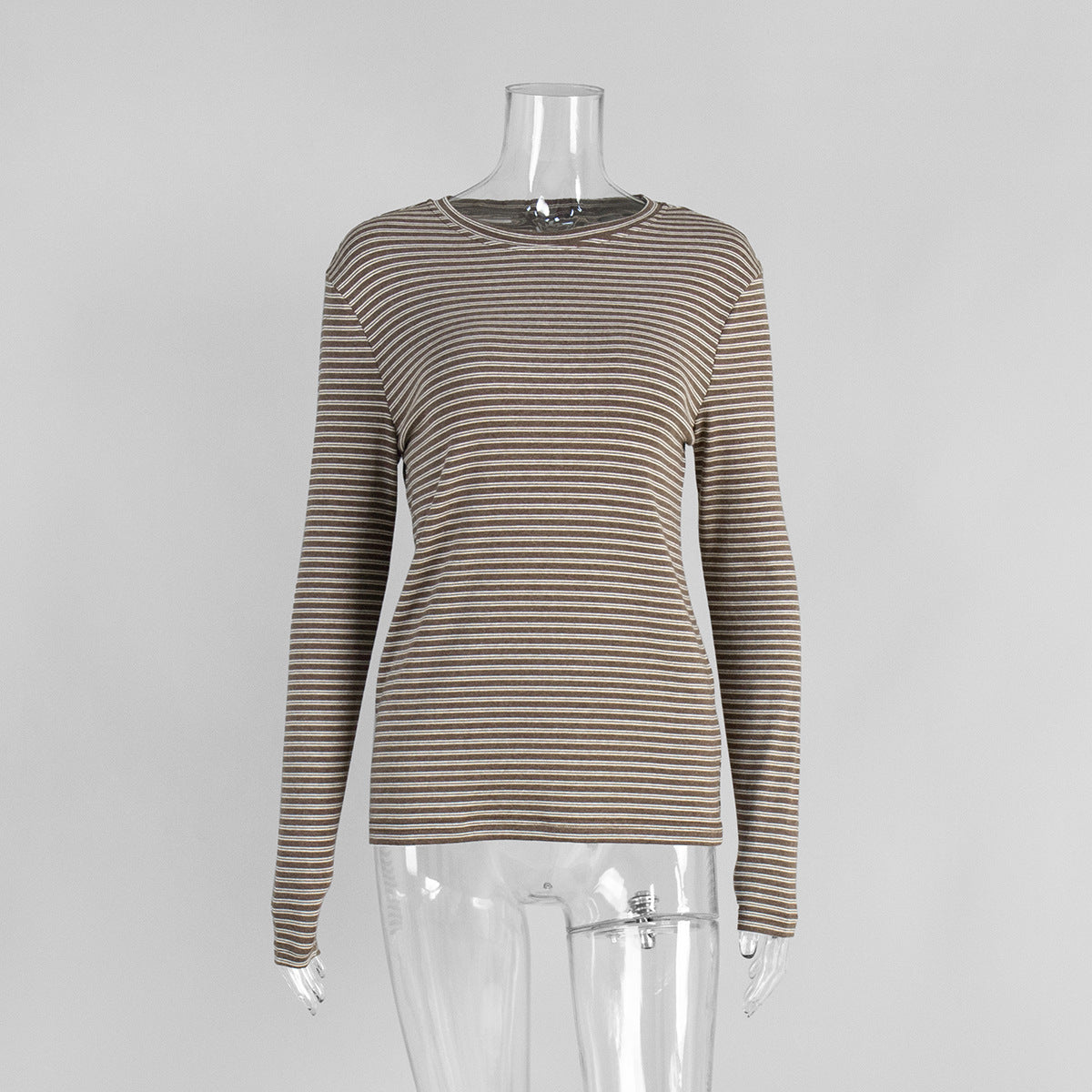 Striped Long Sleeve Cotton T-Shirt Casual Women's Top
