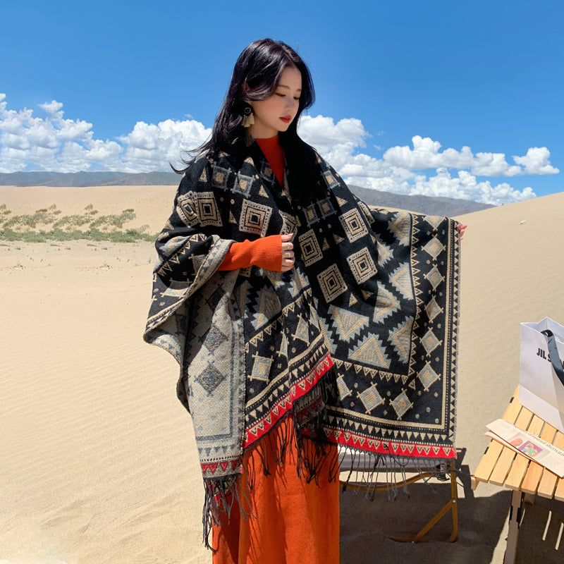 Ethnic Tibetan Shawl Cloak Warm Scarf