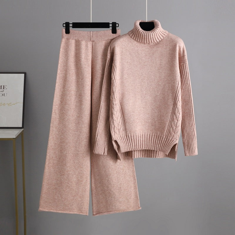 2+ Loose High Collar Knit Sets