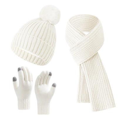Warm Knitted Winter Hat, Scarf, And Gloves Set