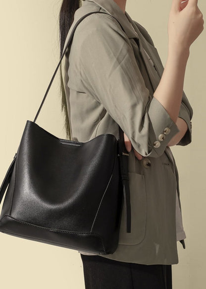 Commuter Bucket Bag Genuine Leather Minimalist Design