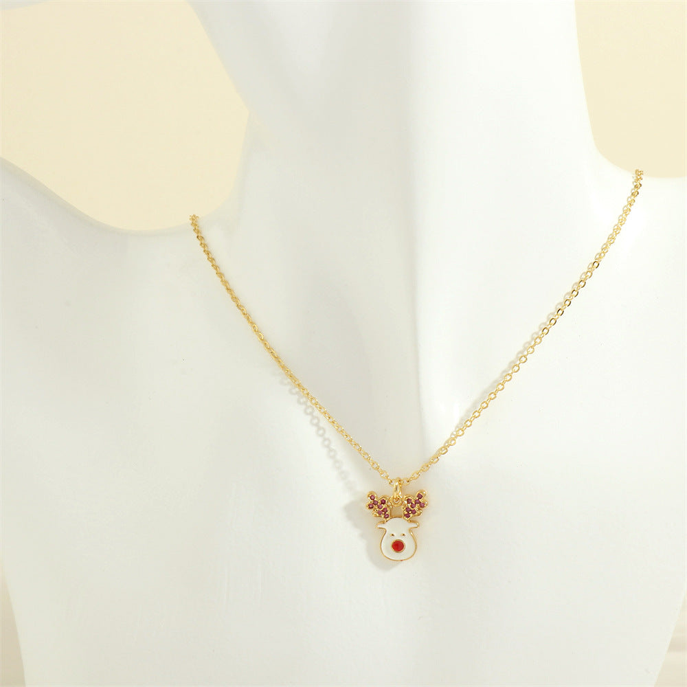 Simple Christmas Pendant Enamel Necklace