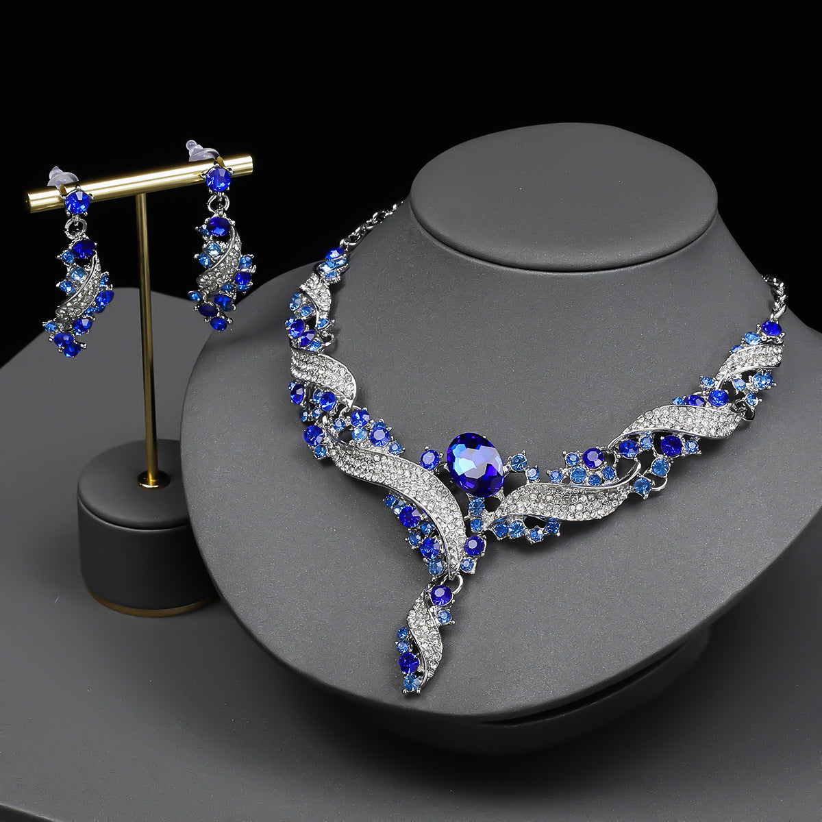 Trendy Colorful Pendant Necklace and Earring Set