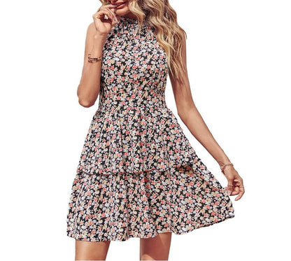 Härneck Backless Print Sleeveless Dress