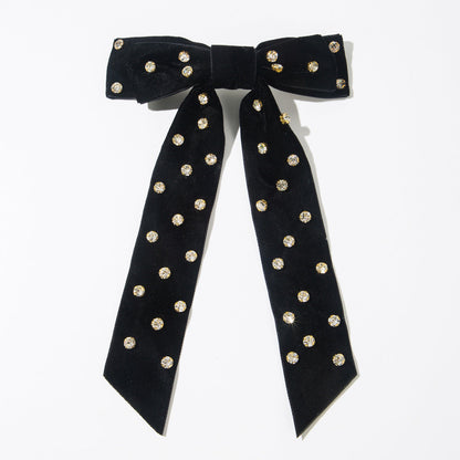 Chic Double Layer Bow Hair Clip with Rhinestones