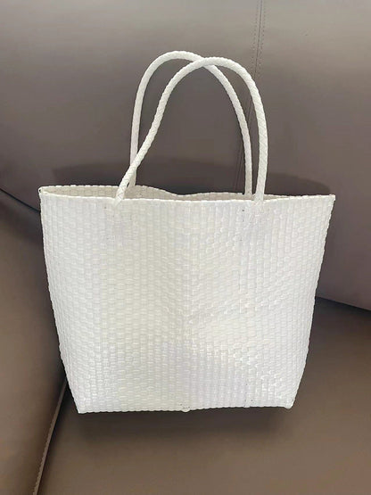 Summer Straw Tote Bag Handmade PVC Beach Shoulder Bag
