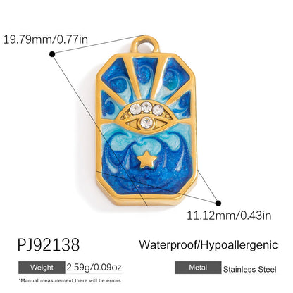 Evil Eye Hamsa Pendant Necklace Stainless Steel 18K Gold DIY Vintage Floral Charm