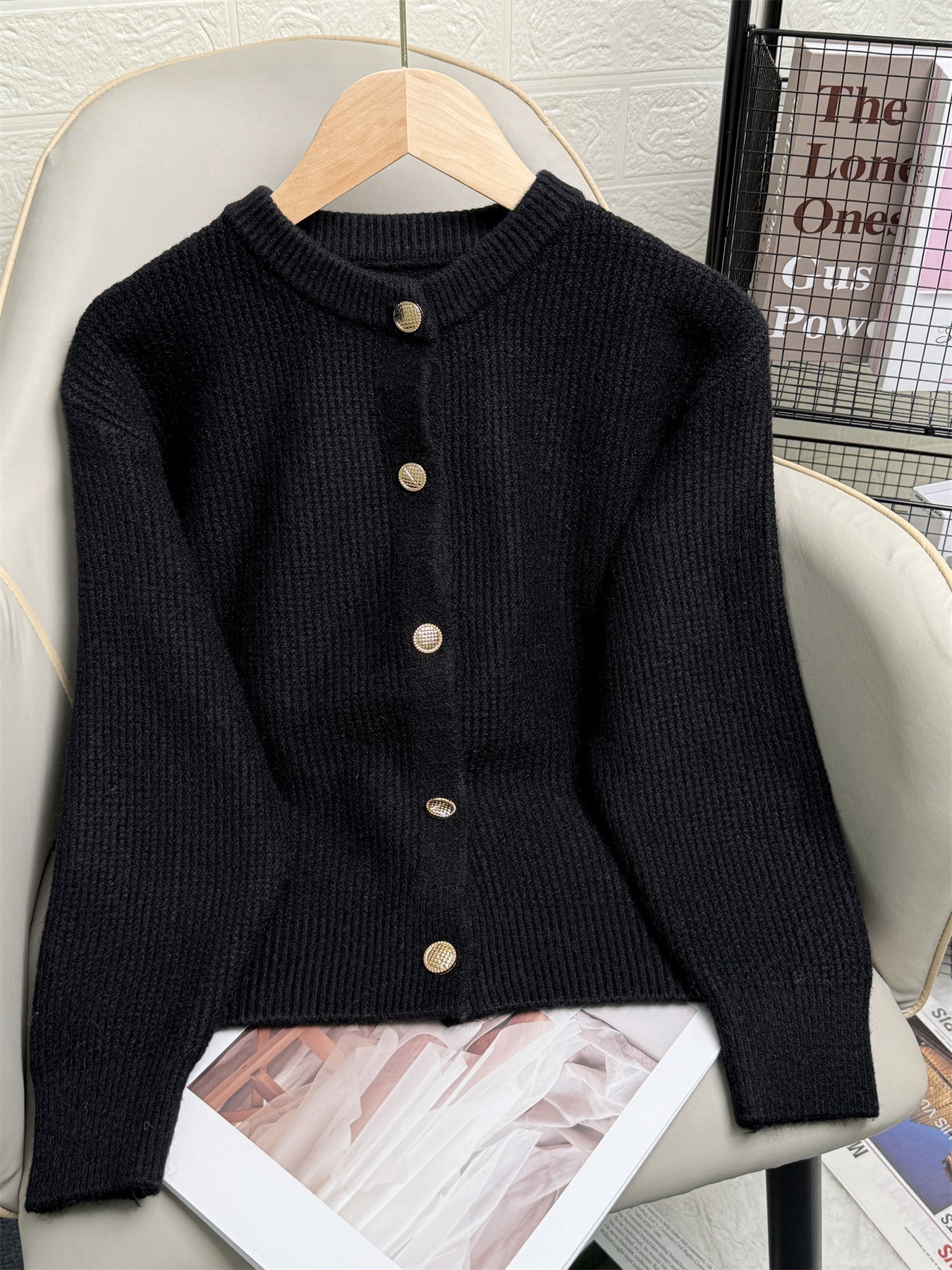 Elegant Knit Solid Color Button Down Cardigan