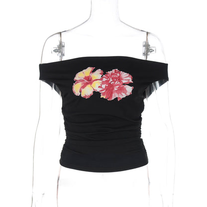 Trendy Off-Shoulder Printed T-Shirt for Women