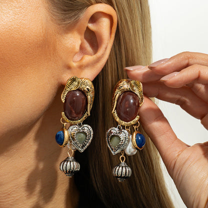 Bohemian Floral Resin Earrings Vintage Geometric Design