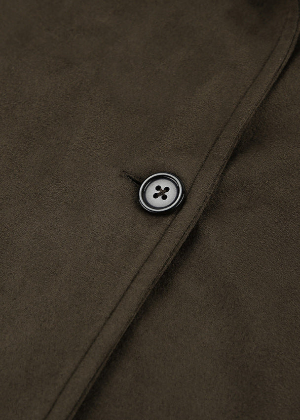 Suede Trench Coat With Tailored Fit And Classic Collar