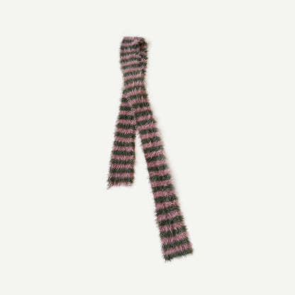 Knitted Striped Scarf Soft Faux Mink for Women