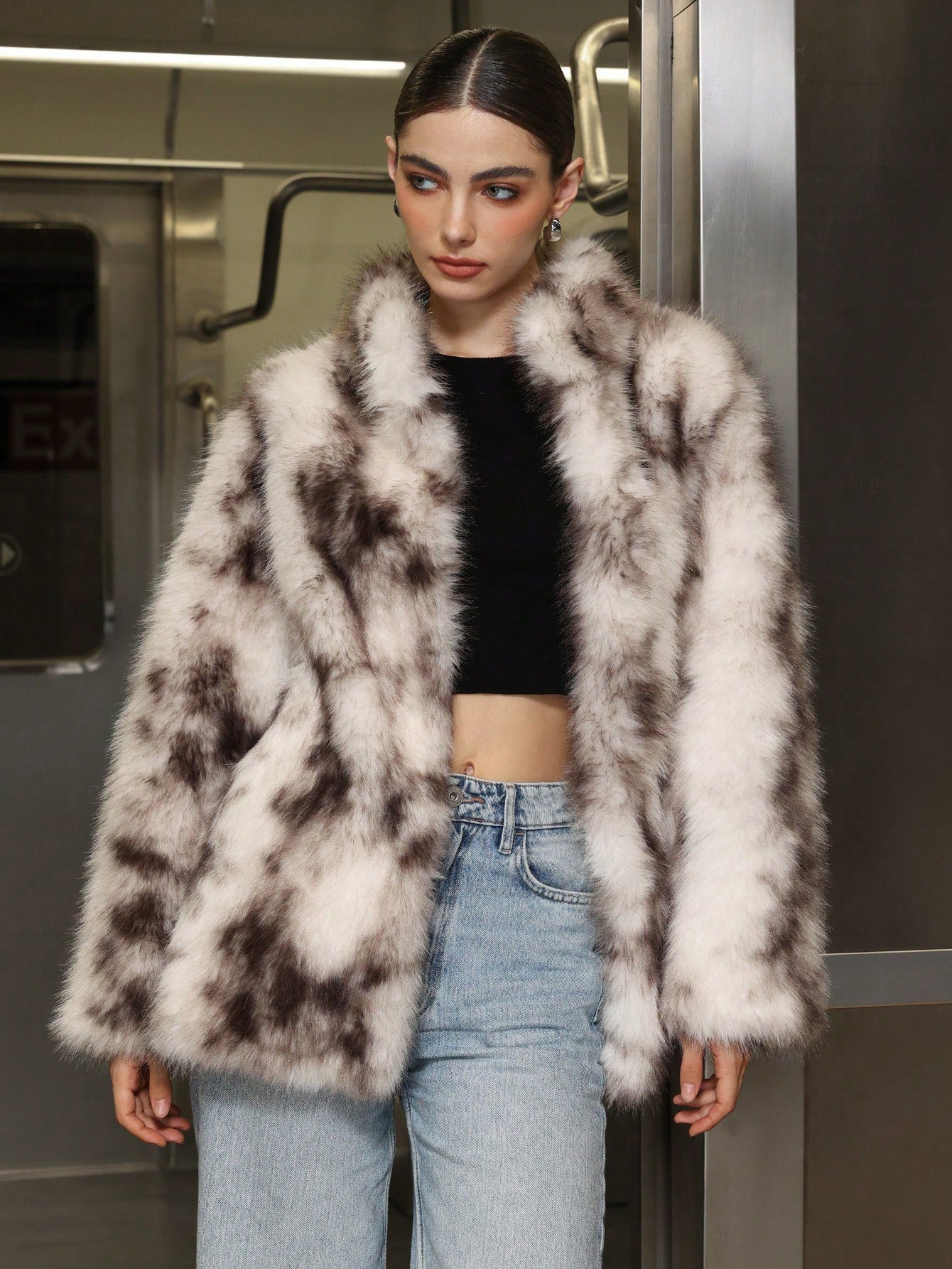 Luxury Plush High Neck Coat for Women - Casual Oversized Jacket