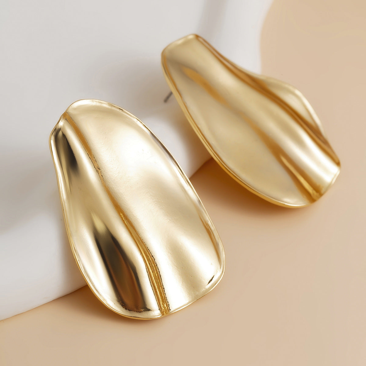Geometric Metal Flower Stud Earrings Trendy Casual