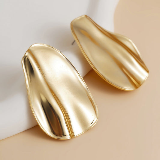 Geometric Metal Flower Stud Earrings Trendy Casual