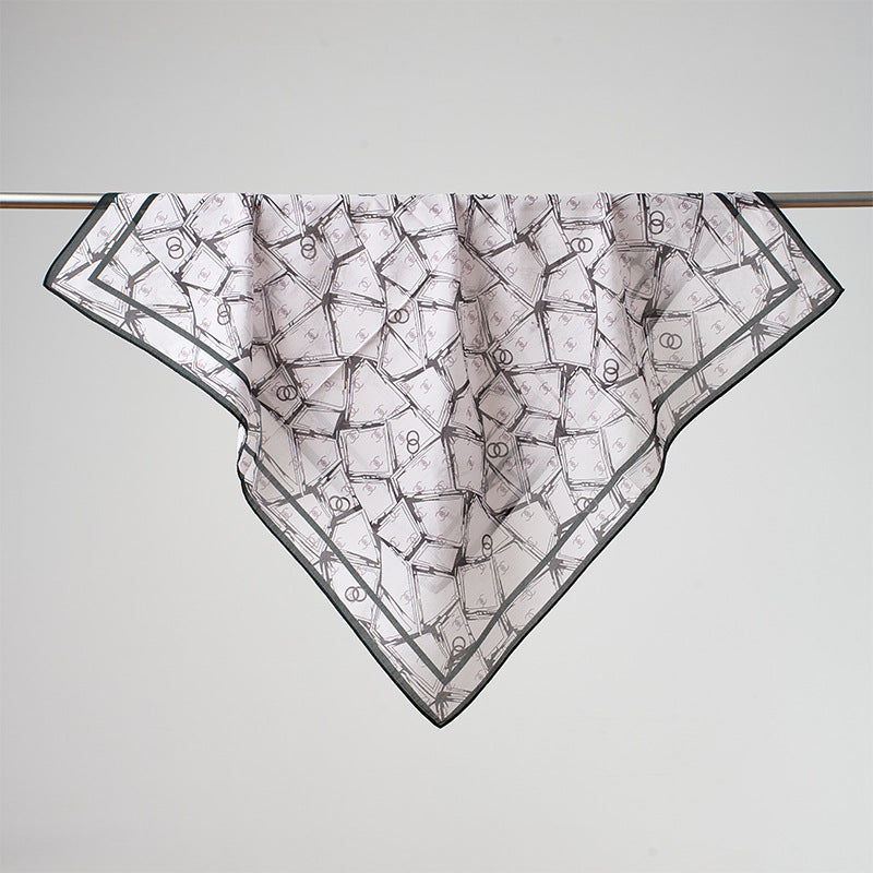 Flower Print Breathable Soft Silk Scarf