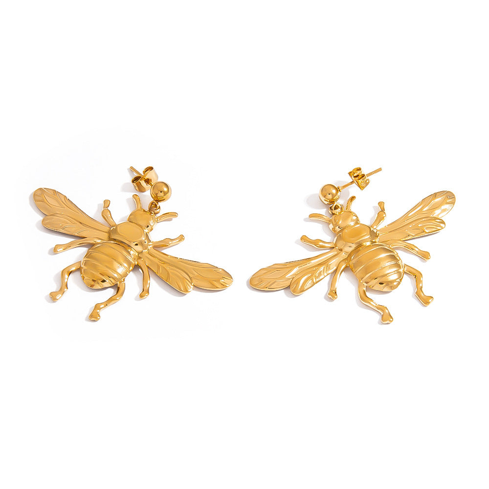 Stylish Bee Pendant DIY Earrings Stainless Steel Statement Earrings