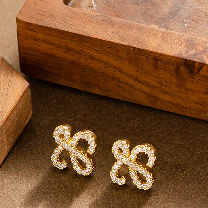 S925 Silver Geometric Zircon Stud Earrings For Women