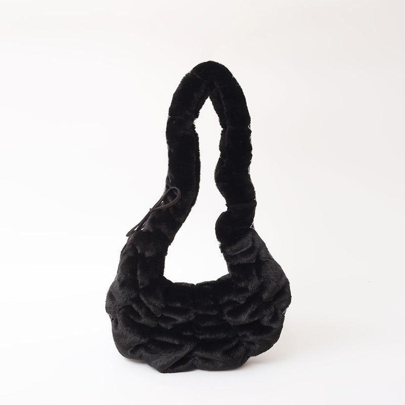 Trendy Plush Croissant Cloud Bag Soft Casual Shoulder Bag