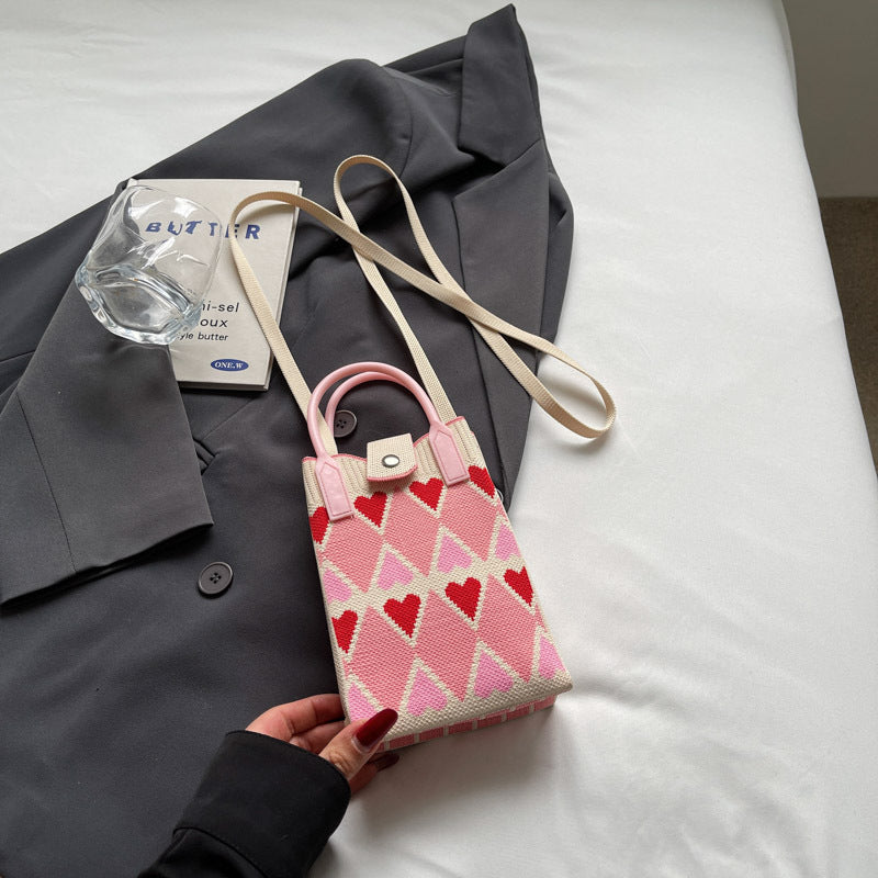 Fashionable Simple Knit Crossbody Phone Bag