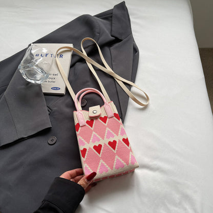 Fashionable Simple Knit Crossbody Phone Bag