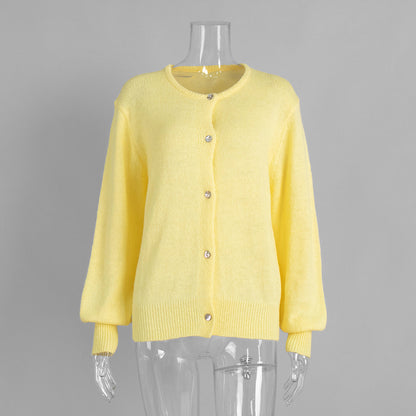Minimalist Winter Solid Color Knit Cardigan