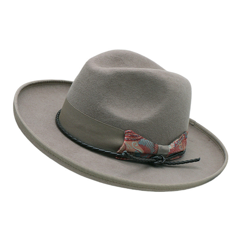 Vintage Wool Felt Men's Fedora Hat with Bow Tie