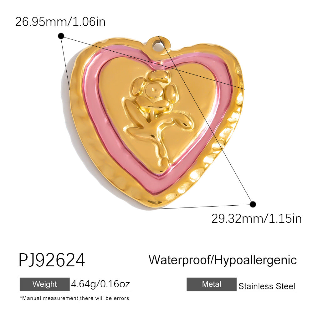 Colorful Oil-Drop Fish Heart Pendant Steel DIY Jewelry Accessories