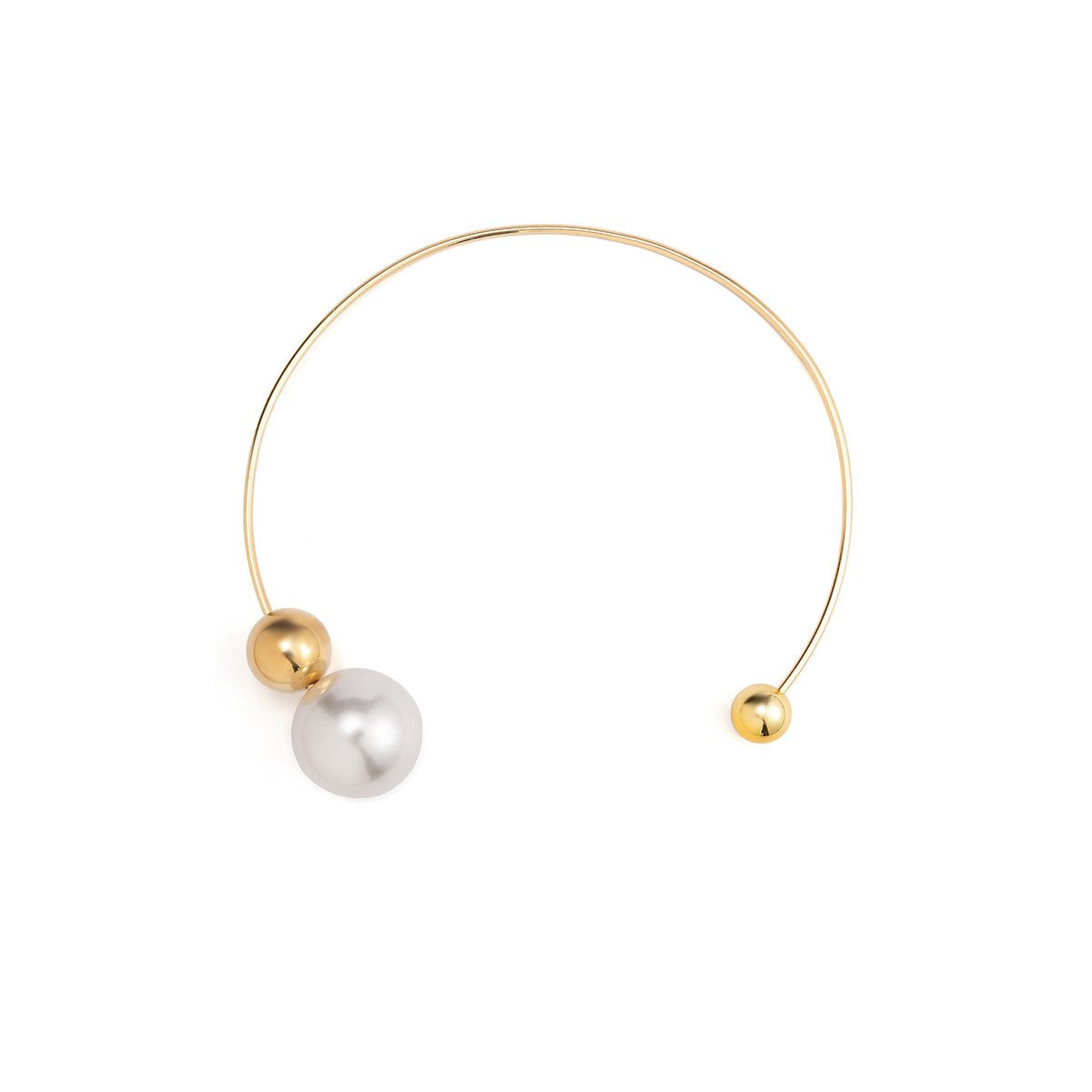 Trendy Asymmetrical Metal Circle Choker Necklace With Imitation Pearls