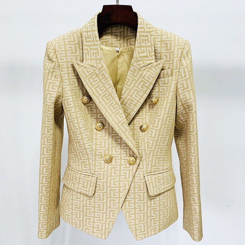 Lion Button Design Cotton Blazer Jacket