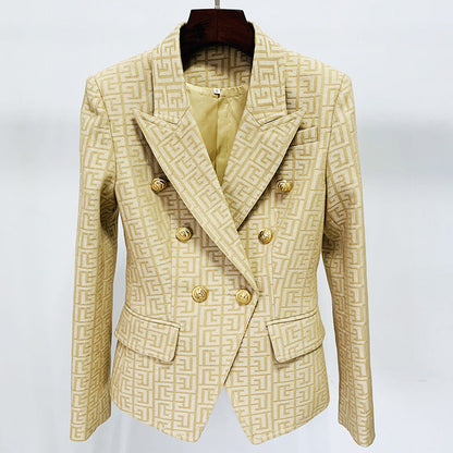 Lion Button Design Cotton Blazer Jacket