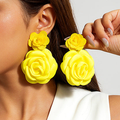 Stylish Irregular Floral Denim Flower Earrings