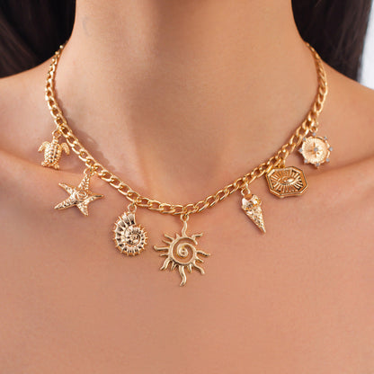 Ocean-Inspired Mermaid Tail Faux Pearl Tassel Necklace