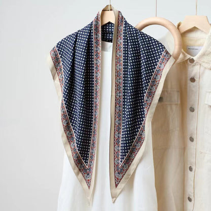 Vintage Polka Dot Triangle Silk Scarf