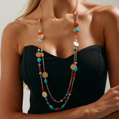 Vintage Star Tassel Layered Necklace For Women