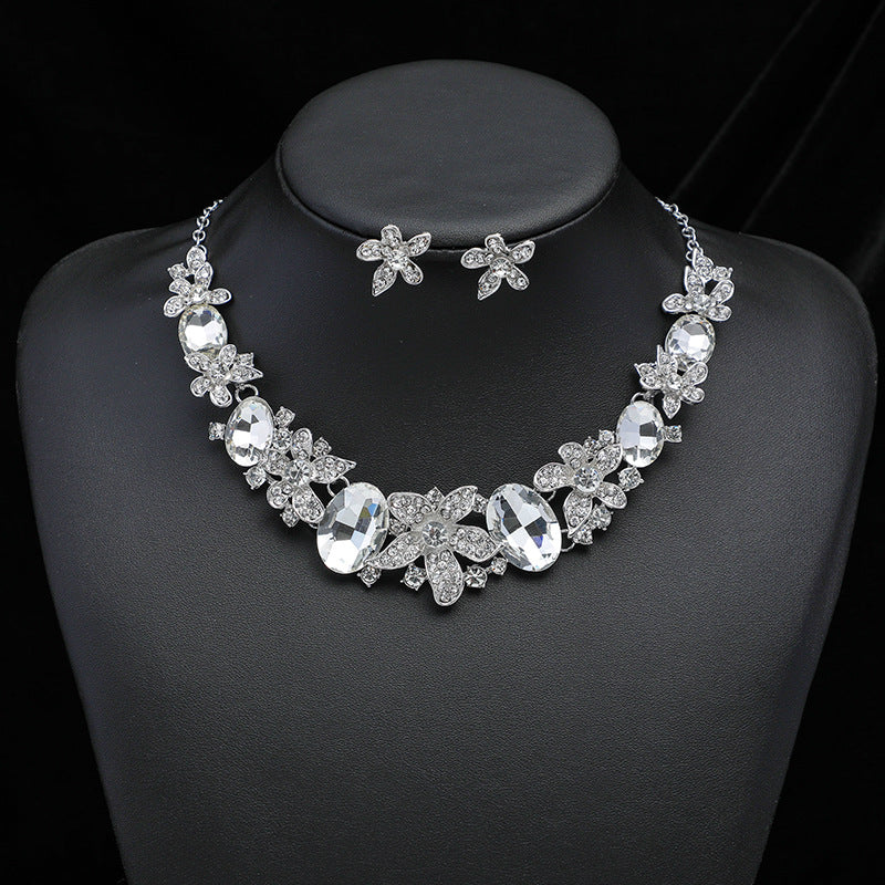 Exaggerated Vintage Gemstone Necklace and Earring Jewelry Set