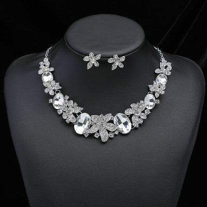 Exaggerated Vintage Gemstone Necklace and Earring Jewelry Set