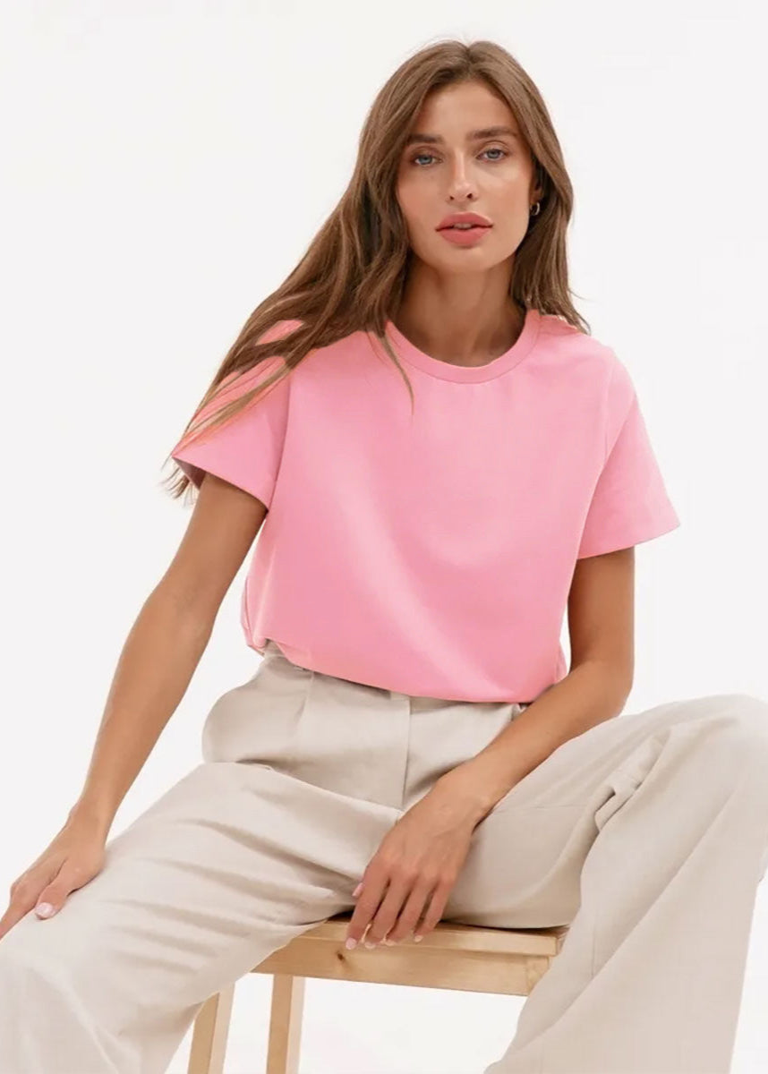Crew Neck Cotton Tee Soft Breathable Fabric