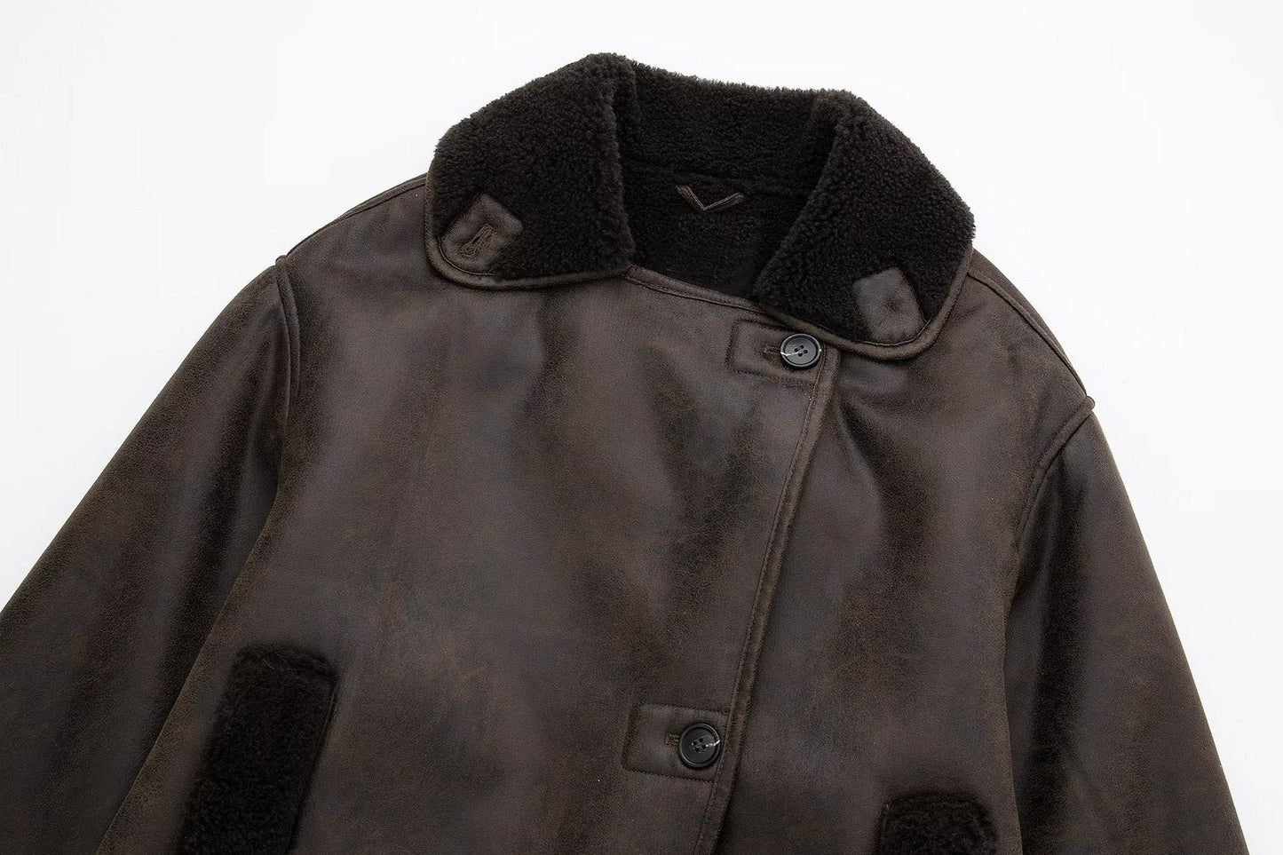Oversized Plush Faux Suede Winter Coat