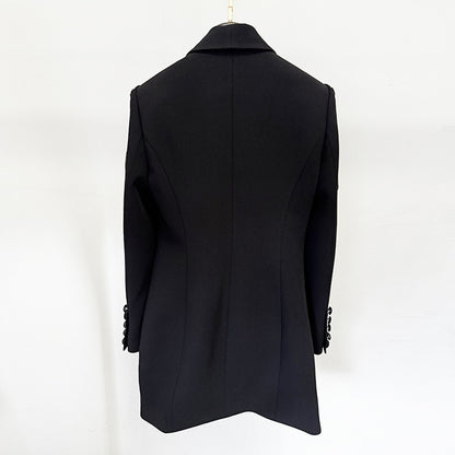 Embroidered Pearl Detail Blazer Dress Elegant Fashion