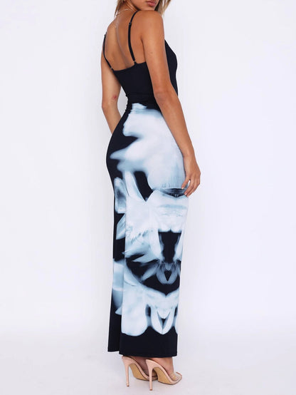Elegant Floral Print Casual Midi Slip Dress