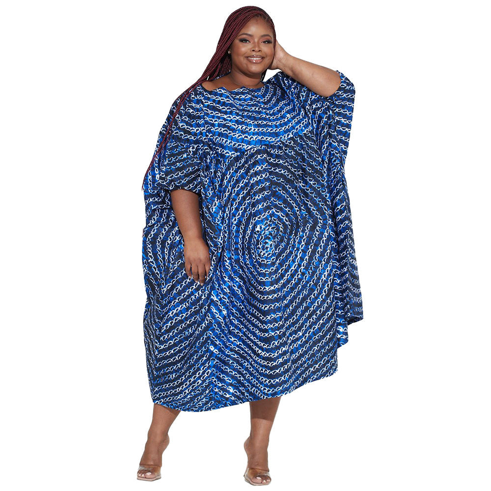 Off-Shoulder Floral Maxi Dress Plus Size Casual High Waist