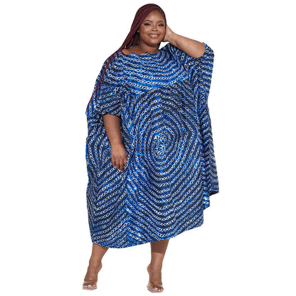 Off-Shoulder Floral Maxi Dress Plus Size Casual High Waist