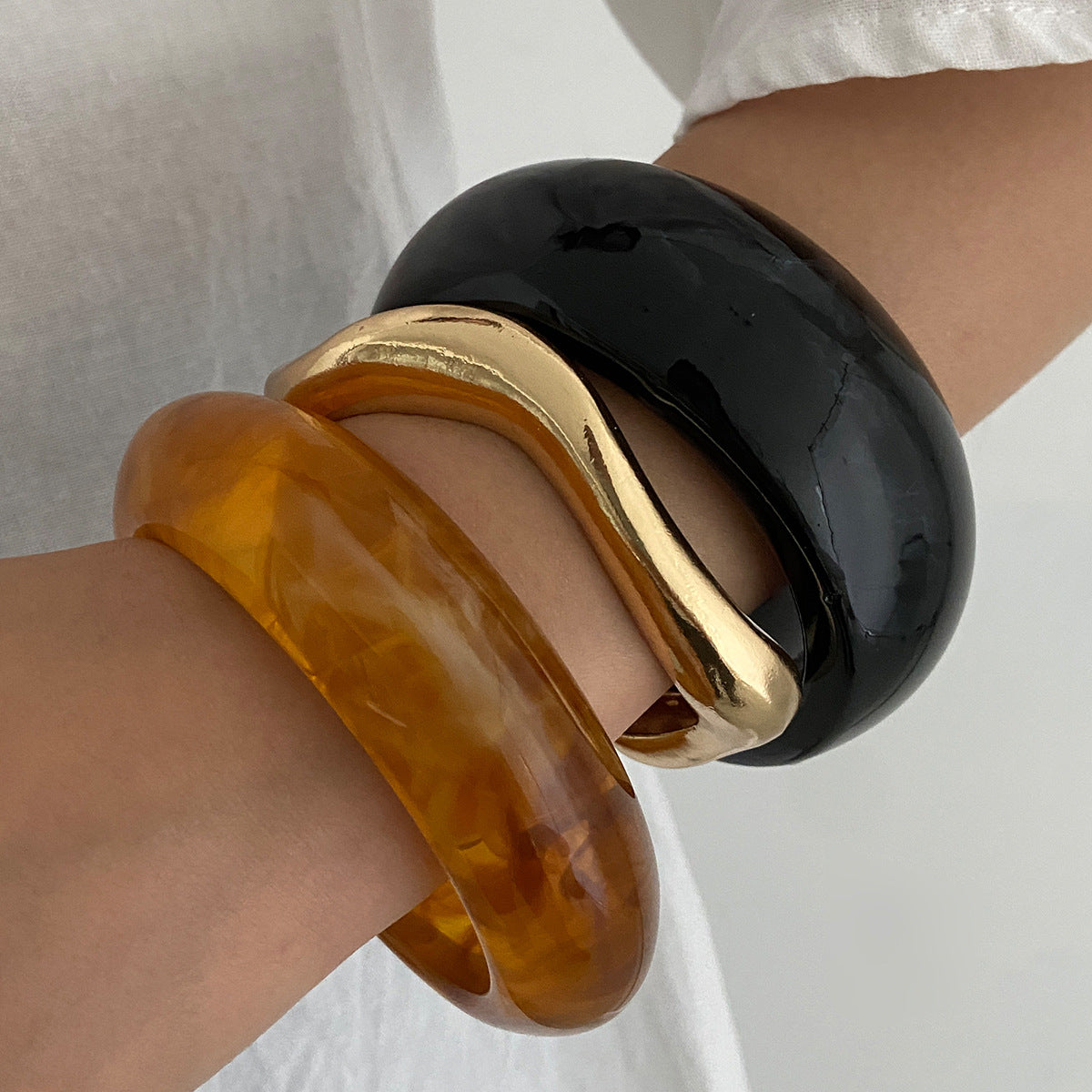 Trendy Amber Color Gradient Open Cuff Bracelet