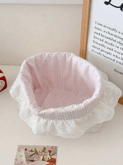 Polka Dot Edge Storage Basket Stylish Sweet Cotton Organizer